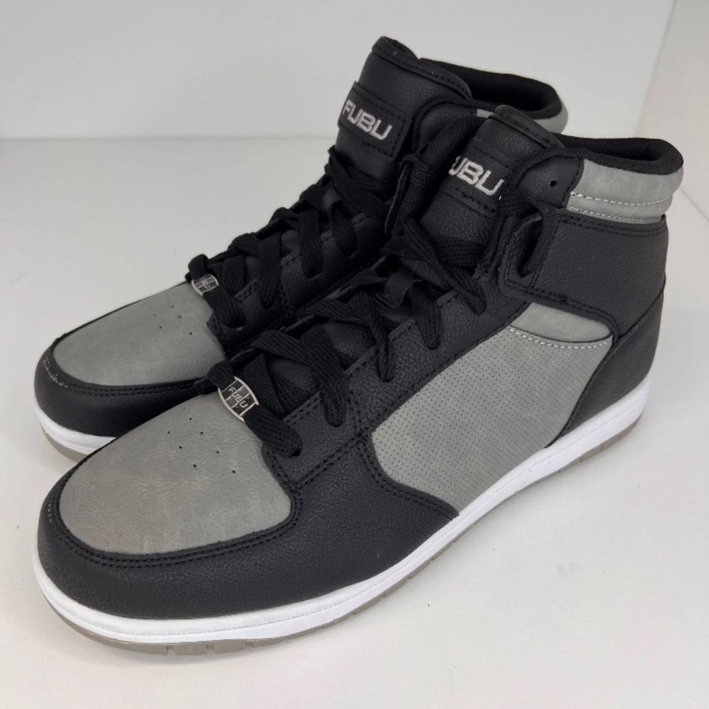 FUBU Black and Gray Sneakers with Classic Design Size 9.5